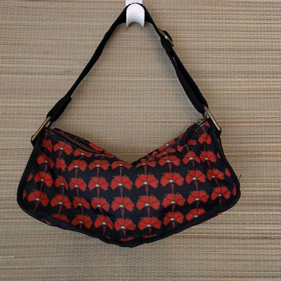 Gap poppy flower floral print small hobo bag red ginko oriental purse handbag - Picture 2 of 3